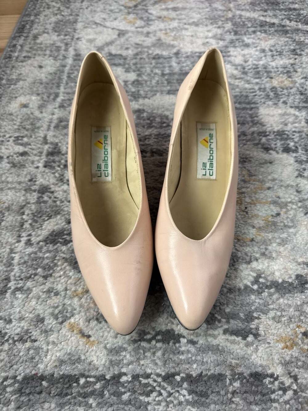 Liz Claiborne VTG Blush Pink Leather Pointed Toe Pumps Size 8.5 N Made in Spain